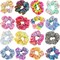 16 Pack Tie Dye Hair Scrunchies for Girls, Women (Rainbow, 4 in)